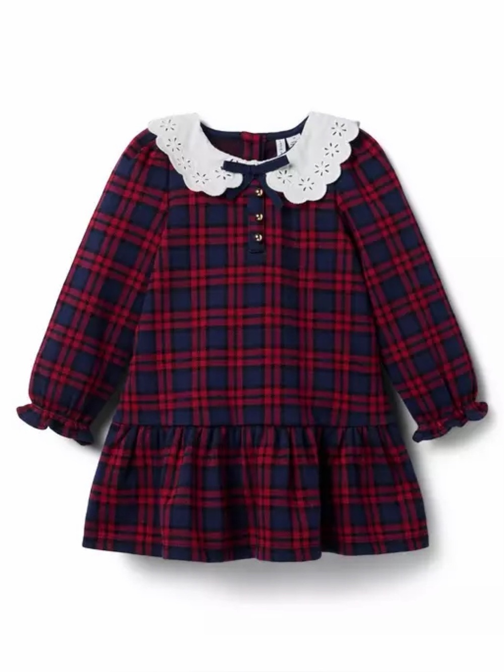 Janie and Jack Dark Marine Tartan Dropwaist Dress